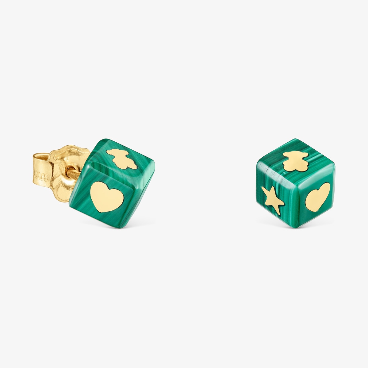 Tous - Pendientes De Oro De 14 Kt Y Malaquita Cube - Verde