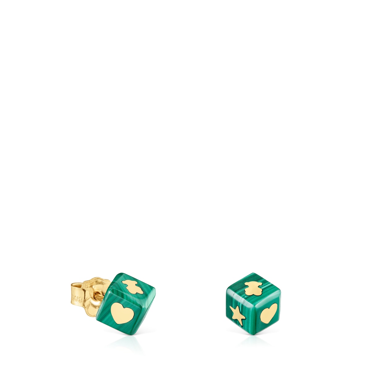 Tous - Pendientes De Oro De 14 Kt Y Malaquita Cube - Dorado