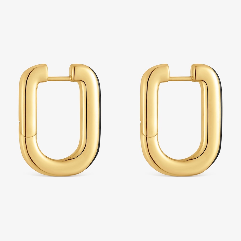 Hoop earrings with 18K gold vermeil and onyx Line