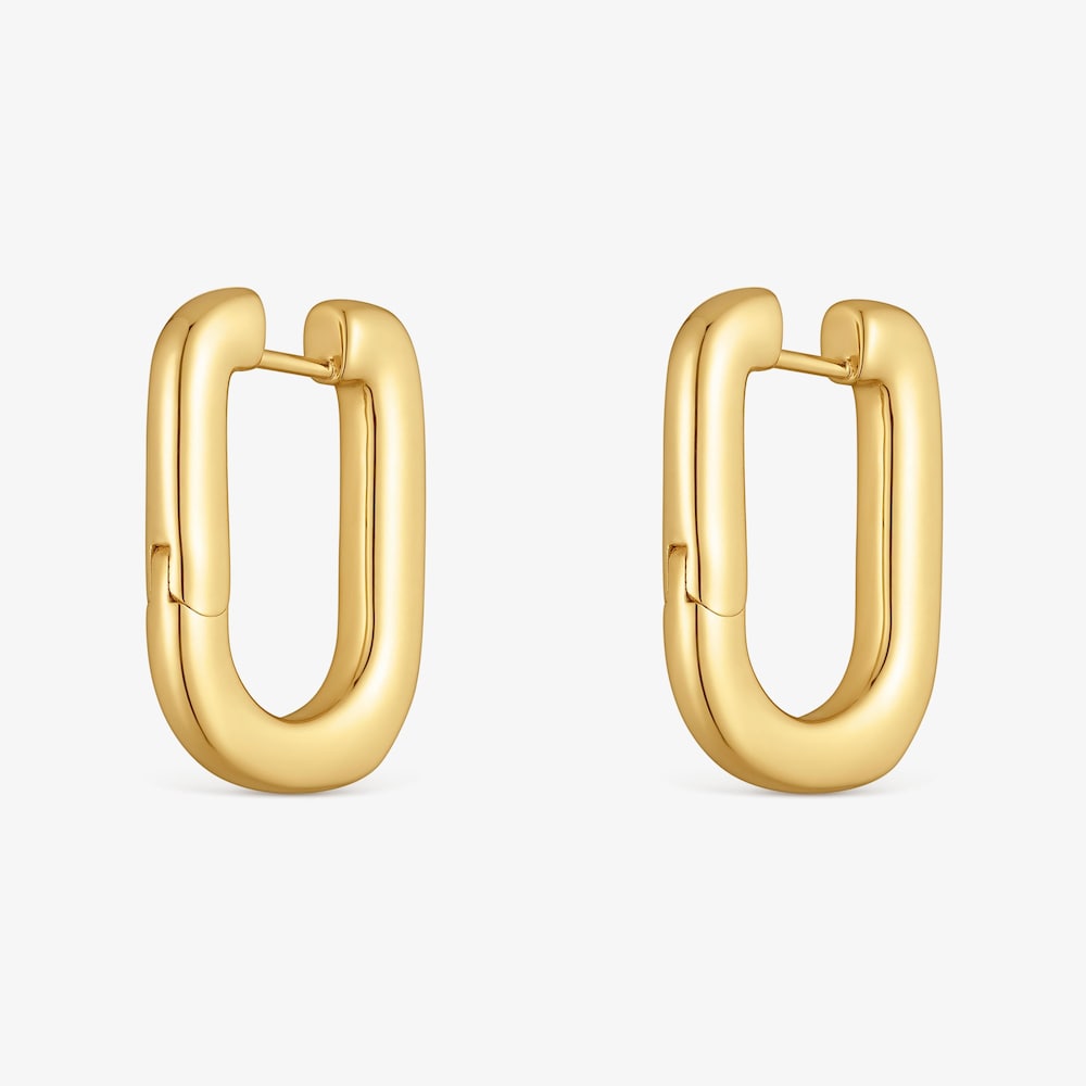 Hoop earrings with 18K gold vermeil and onyx Line