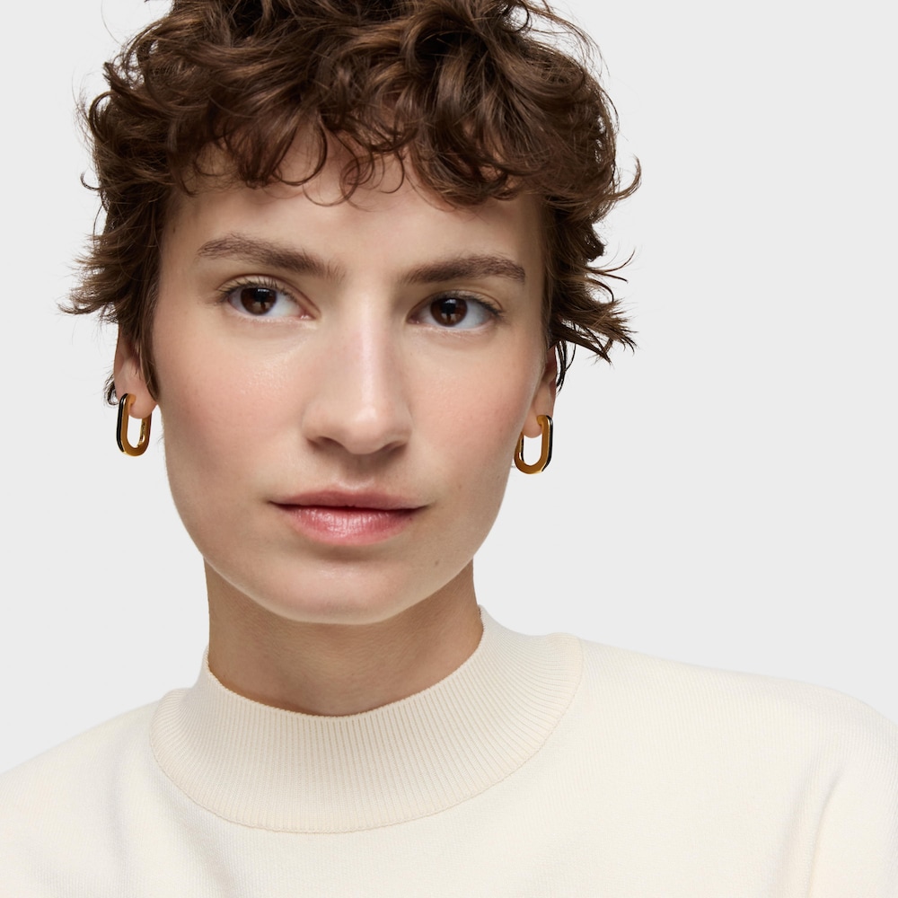 Hoop earrings with 18K gold vermeil and onyx Line