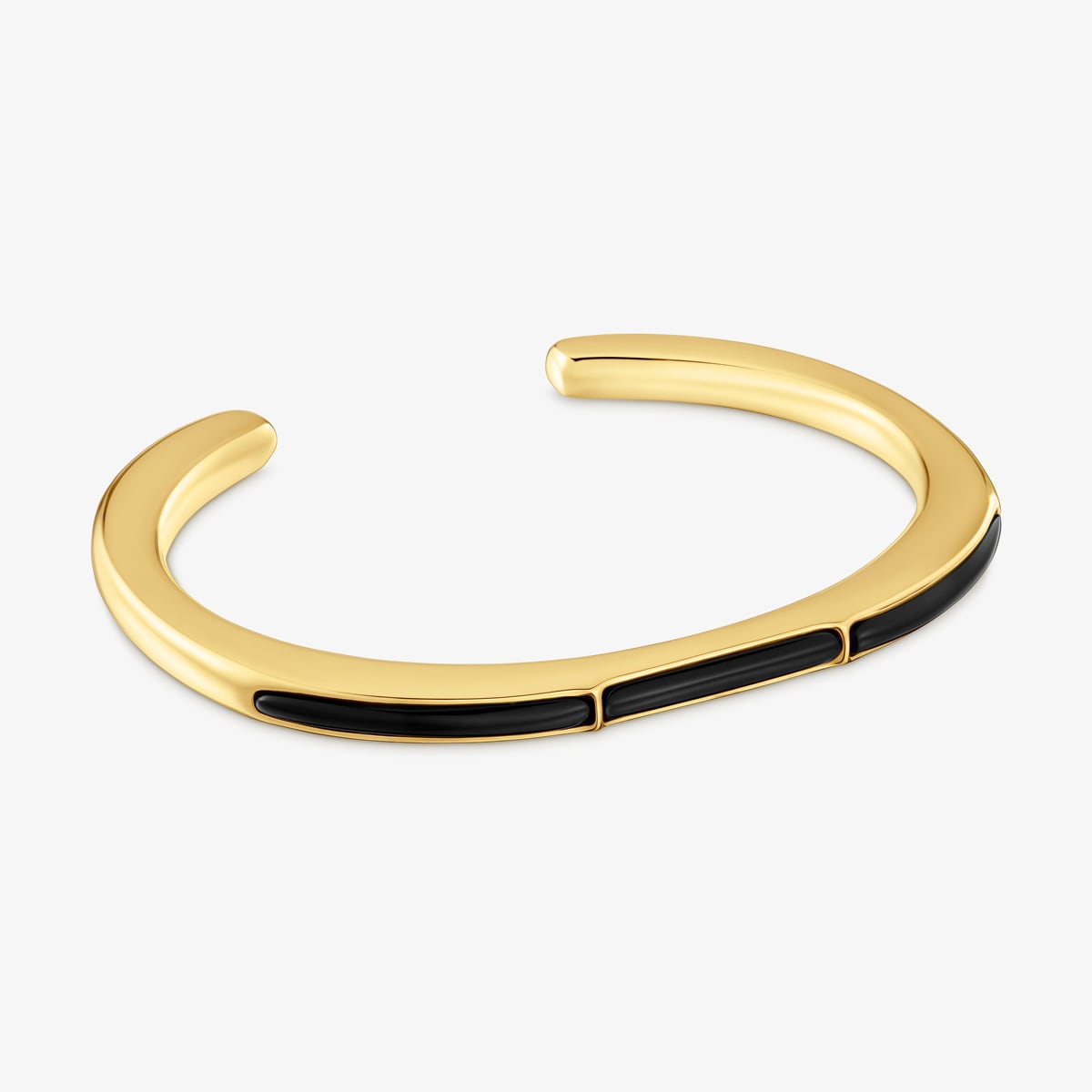Tous - Pulsera Esclava Con Baño De Oro 18 Kt Sobre Plata Y Ónix Line - Negro