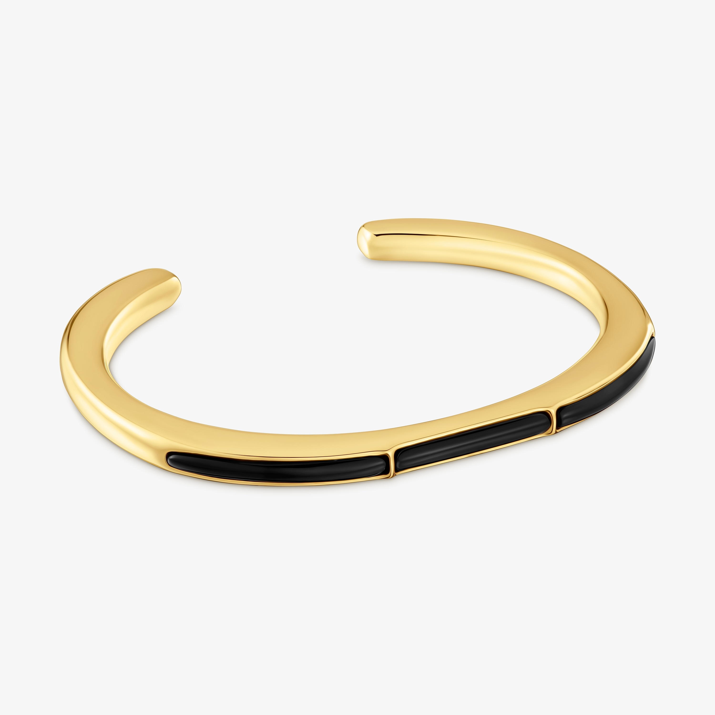 Bangle with 18K gold vermeil and onyx Line | TOUS