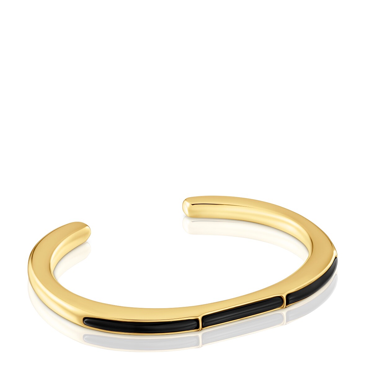 Tous - Pulsera Esclava Con Baño De Oro 18 Kt Sobre Plata Y Ónix Line - Dorado
