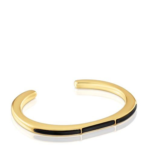 Pulsera esclava con baño de oro 18 kt sobre plata y ónix  Line