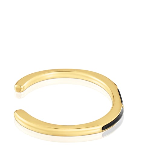 Pulsera esclava con baño de oro 18 kt sobre plata y ónix  Line