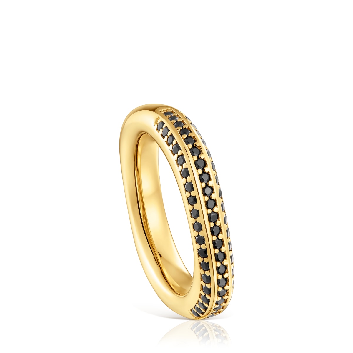 Tous - Anillo Con Baño De Oro 18 Kt Sobre Plata Y Espinelas Line Talla 18