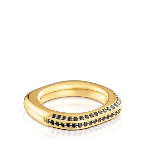 Anillo con baño de oro 18 kt sobre plata y espinelas Line