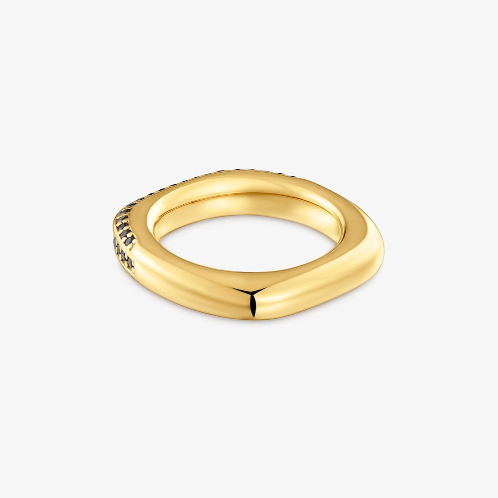 Pierścionek ze srebra powlekanego złotem 18-karatowym ze spinelami Line