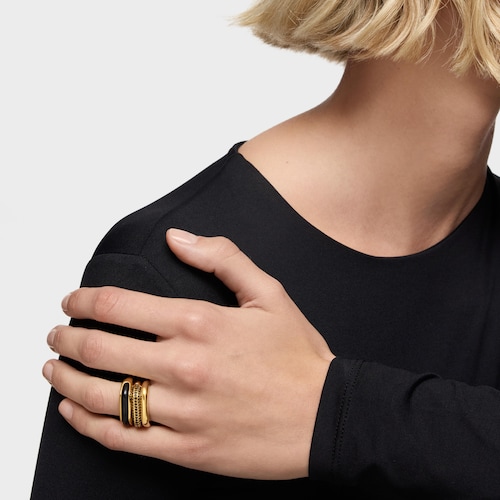 Anillo con baño de oro 18 kt sobre plata y espinelas Line