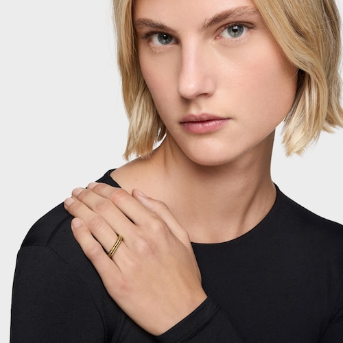 Anillo con baño de oro 18 kt sobre plata y espinelas Line