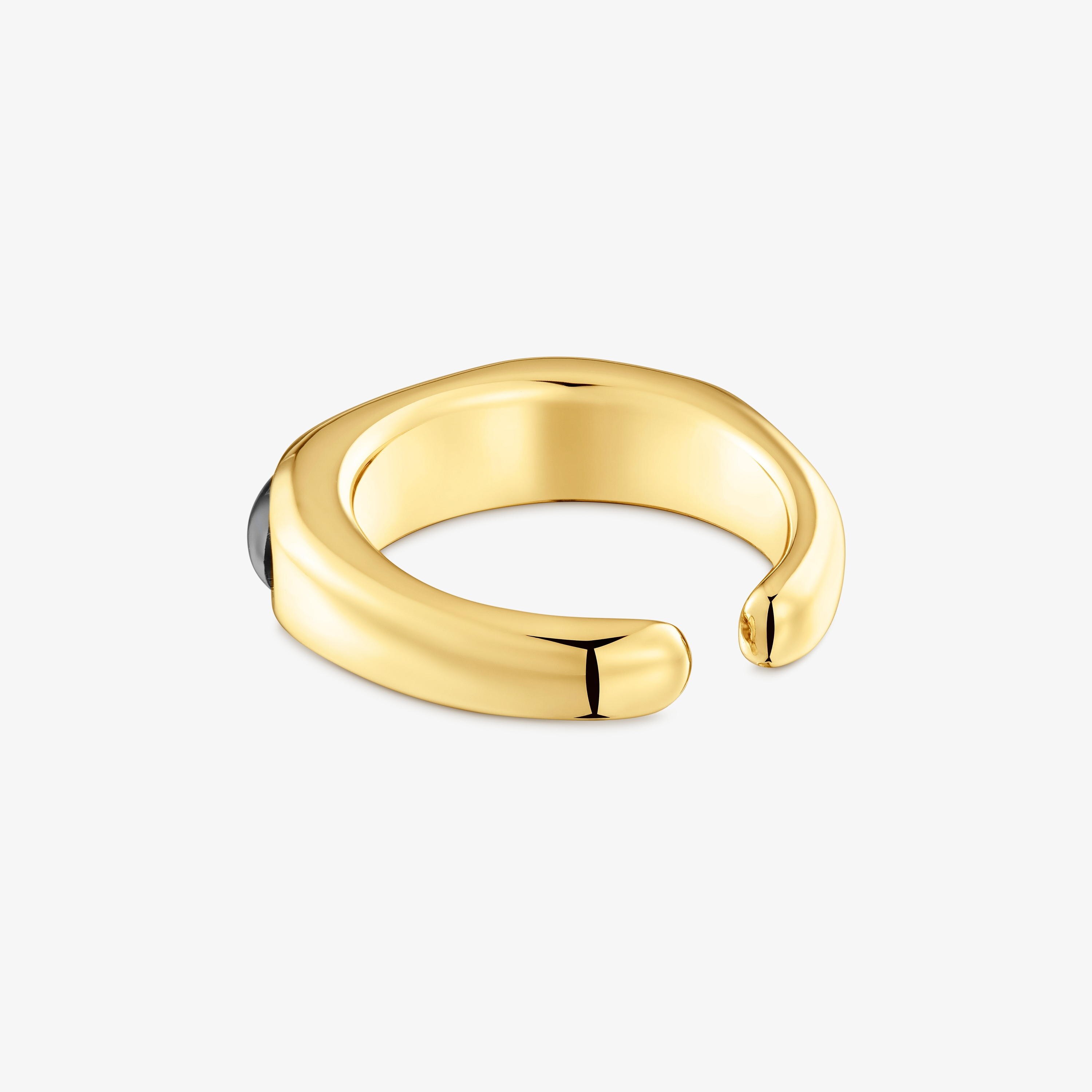 Open Ring with 18K gold vermeil and onyx Line