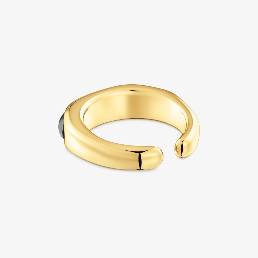 Otvoren&yacute; Prsteň s&nbsp;18&nbsp;kt pozl&aacute;ten&iacute;m na striebre a&nbsp;&oacute;nyxom Line