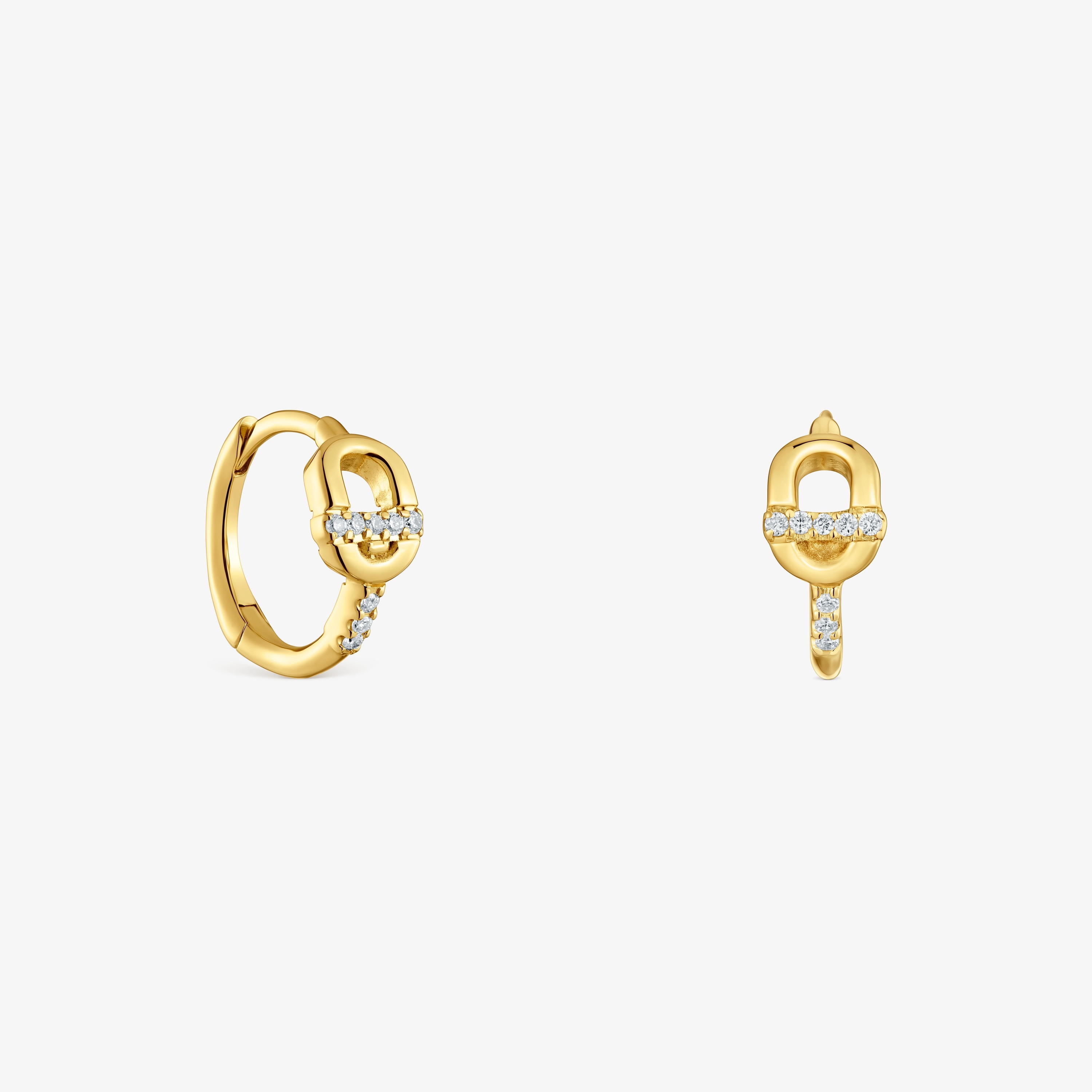 14K solid gold Hoop earrings with diamonds TOUS MANIFESTO