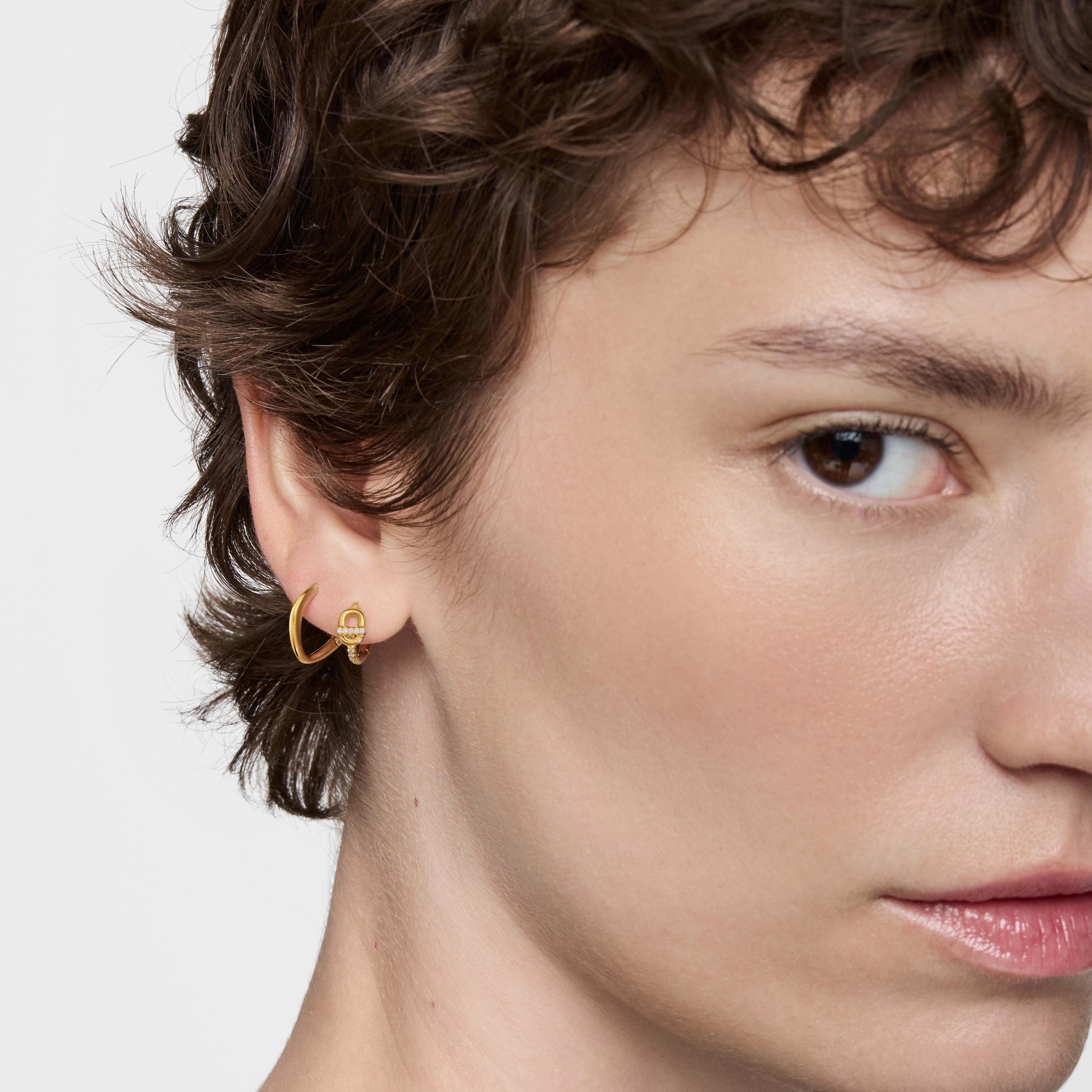 14K solid gold Hoop earrings with diamonds TOUS MANIFESTO