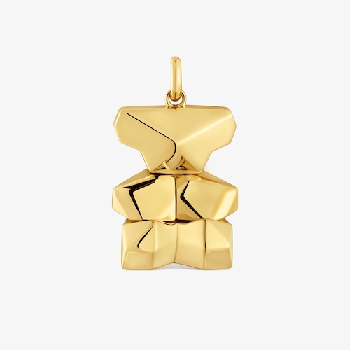 Dije con ba&ntilde;o de oro 18 kt sobre plata oso c&uacute;bico TOUS Sweet 40s