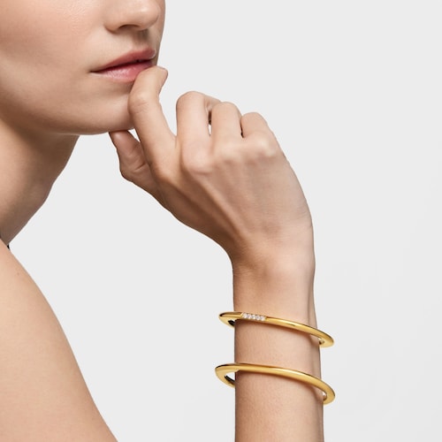 Pulsera esclava con baño de oro 18 kt sobre plata Line