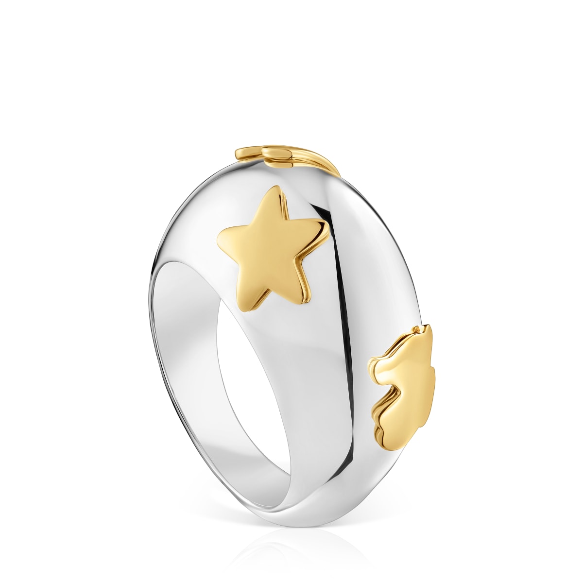 Tous - Anillo Bicolor Abombado Con Motivos Warm Talla 12