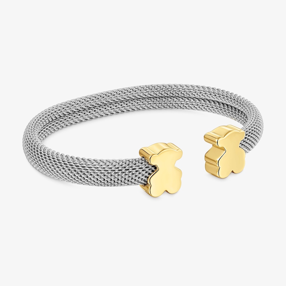 Pulsera esclava de oro 14 kt y acero 12 mm Icon Mesh