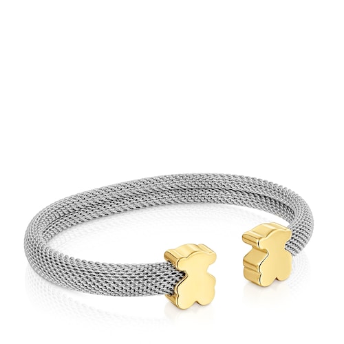 14kt gold and 12 mm steel Bangle Icon Mesh