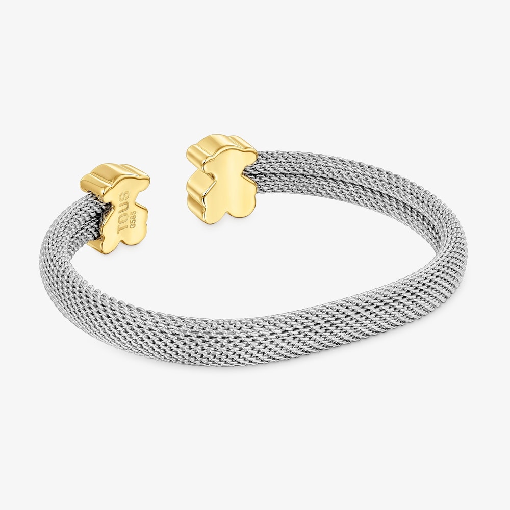 Pulsera esclava de oro 14 kt y acero 12 mm Icon Mesh