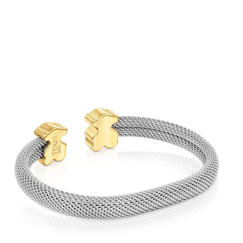 14kt gold and 12 mm steel Bangle Icon Mesh