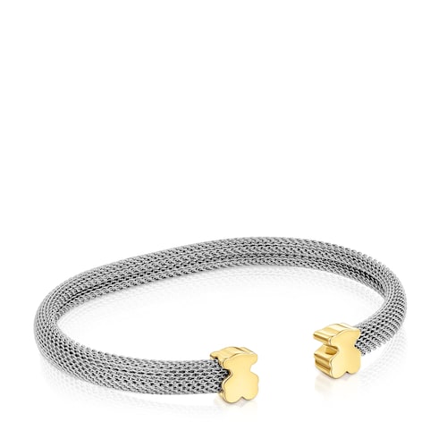 14kt gold and 8&nbsp;mm steel Bangle Icon Mesh image number 0