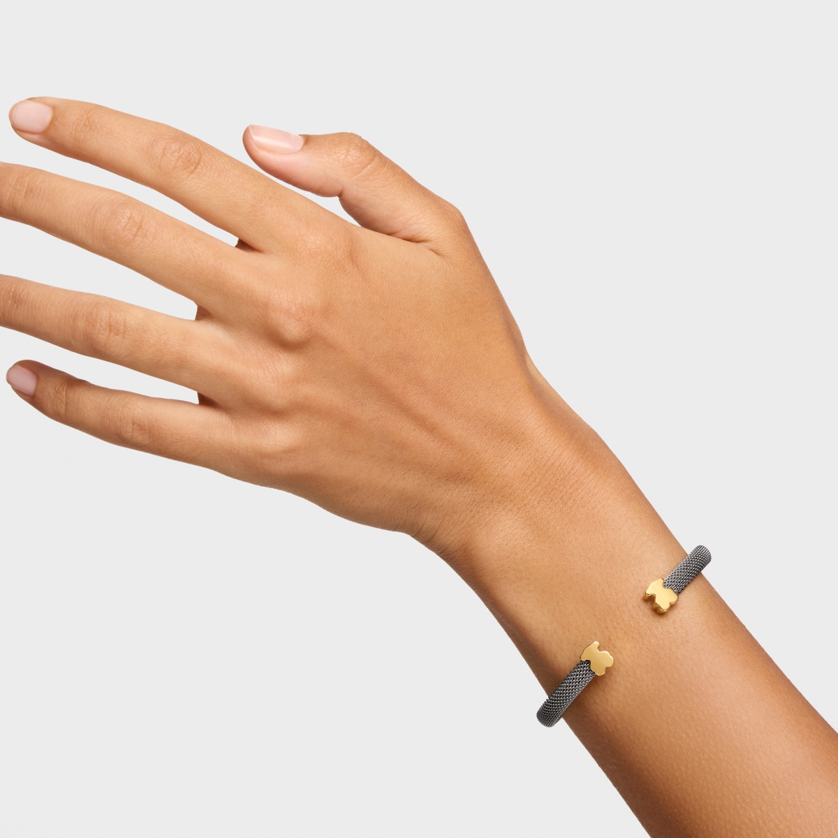 14kt gold and 8 mm steel Bangle Icon Mesh