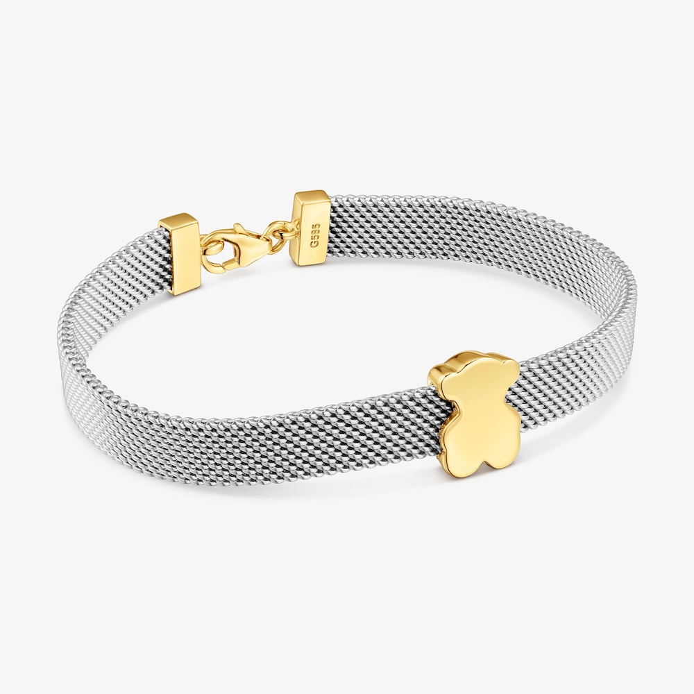 Pulseira em ouro de 14&nbsp;K e a&ccedil;o 12&nbsp;mm Icon Mesh