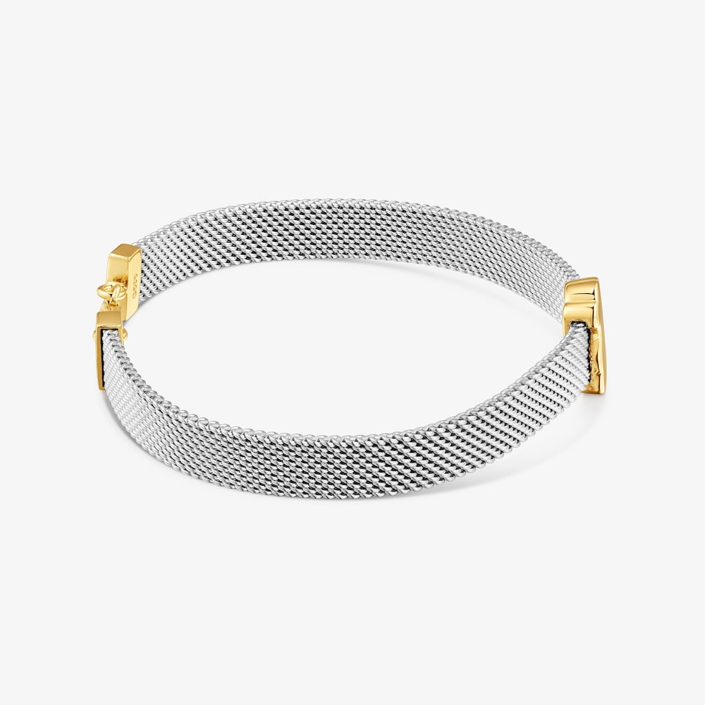 Pulseira em ouro de 14&nbsp;K e a&ccedil;o 12&nbsp;mm Icon Mesh
