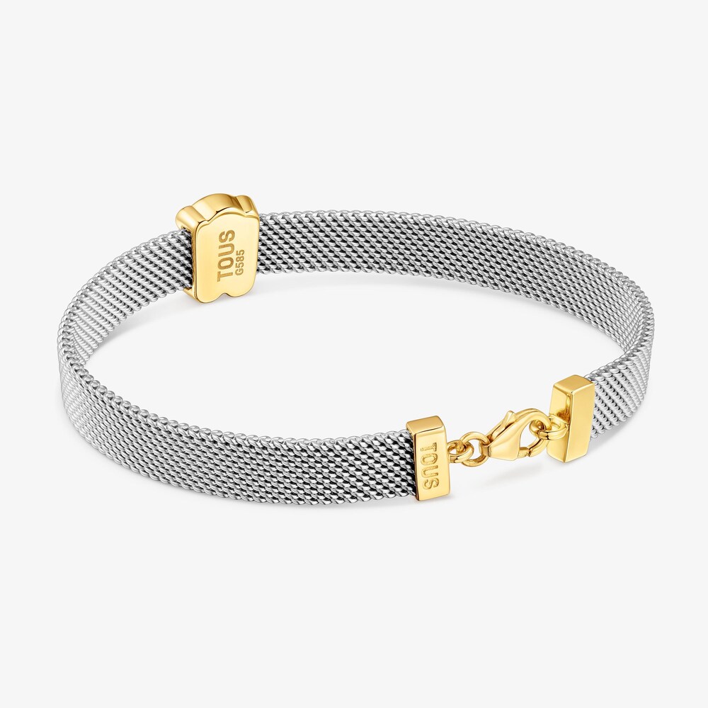 Pulseira em ouro de 14&nbsp;K e a&ccedil;o 12&nbsp;mm Icon Mesh