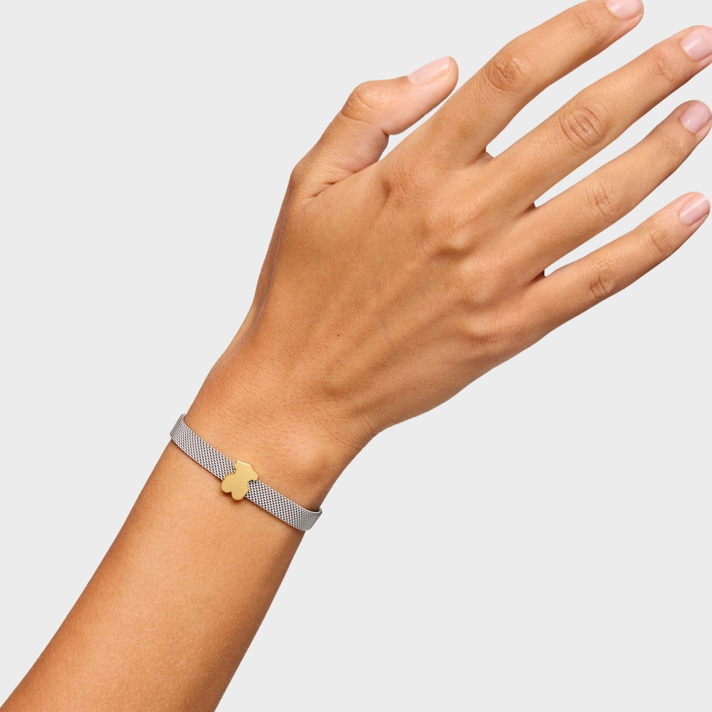 Pulseira em ouro de 14&nbsp;K e a&ccedil;o 12&nbsp;mm Icon Mesh