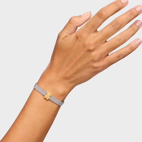 14kt gold and 12 mm steel Bracelet Icon Mesh