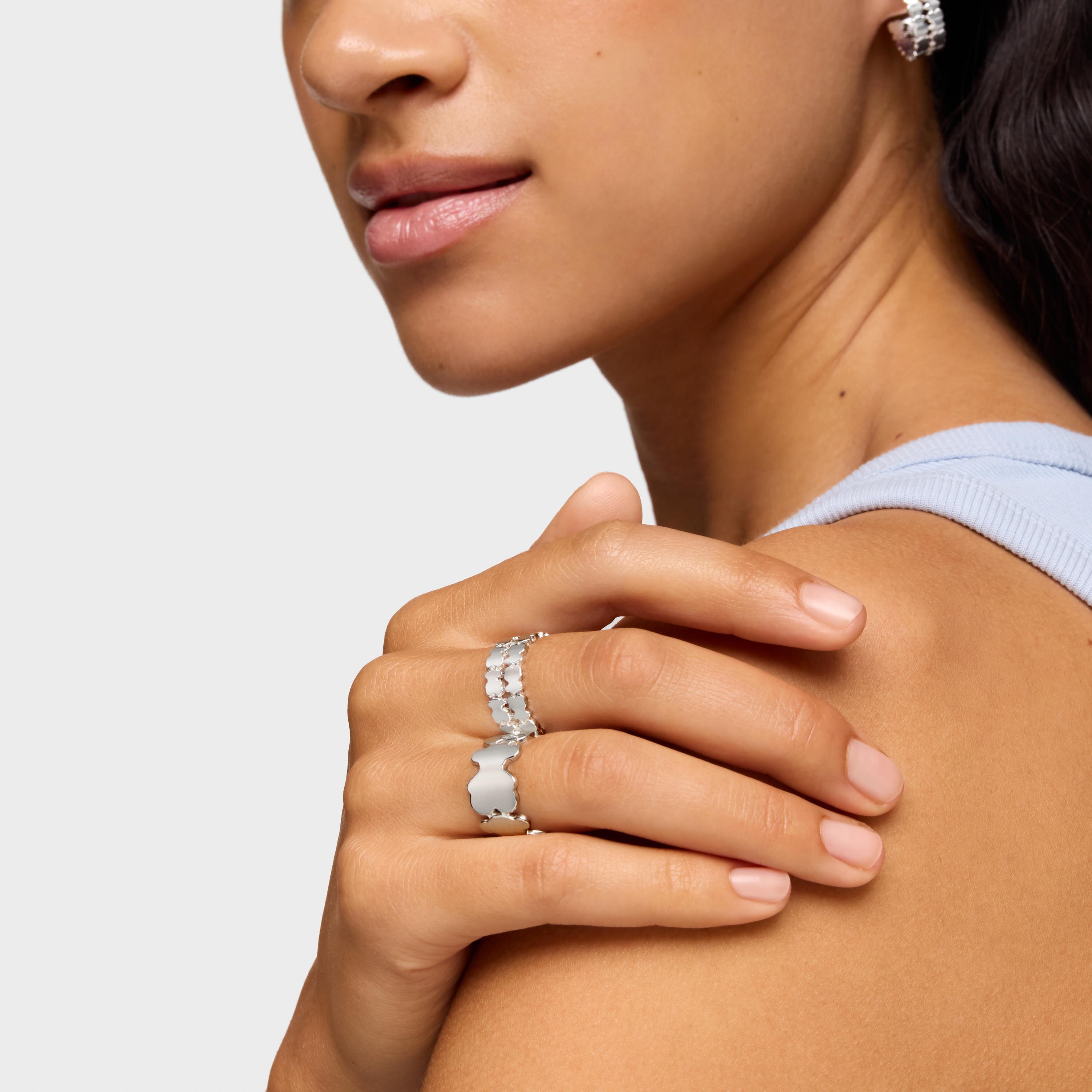 ★TOU★ NP027 Double Twist Band Open Ring Two-Stone Diamond Open Ring in 18K White Gold(G, VS2 - 0.1CT