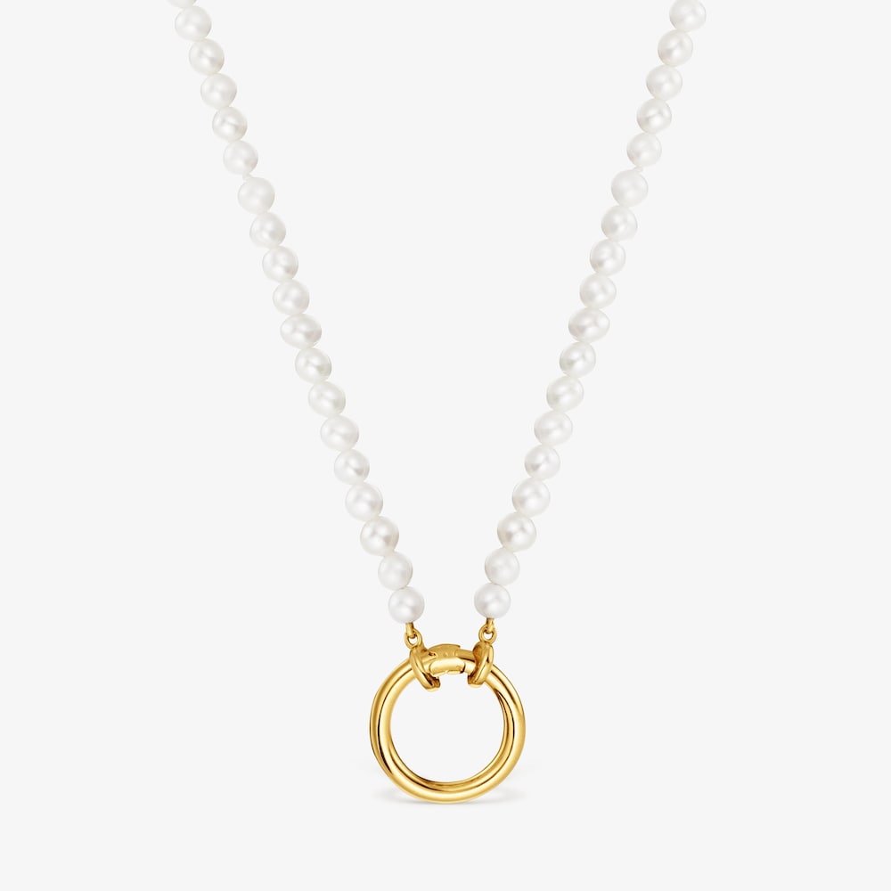 Necklace with cultured pearls and 18K gold vermeil Hold