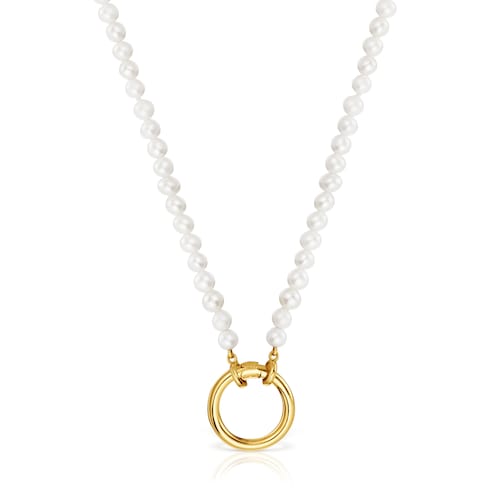 Necklace with cultured pearls and 18kt gold plating over silver Hold
