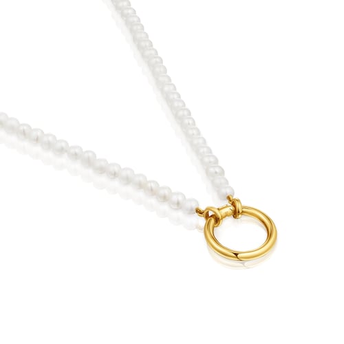 Necklace with cultured pearls and 18kt gold plating over silver Hold
