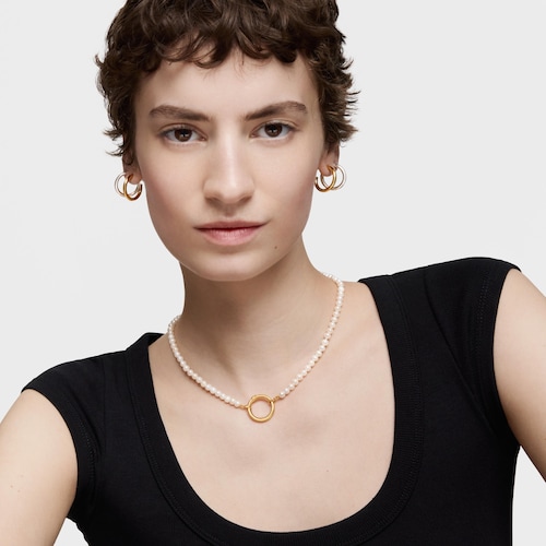 Necklace with cultured pearls and 18kt gold plating over silver Hold