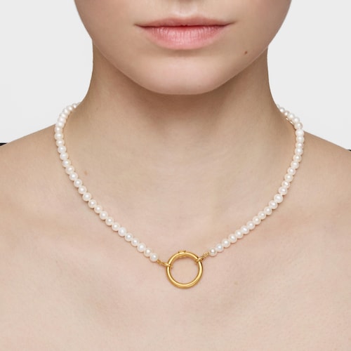Necklace with cultured pearls and 18kt gold plating over silver Hold