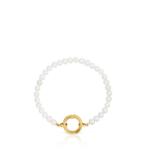 Bracelet with cultured pearls and 18kt gold plating over silver Hold
