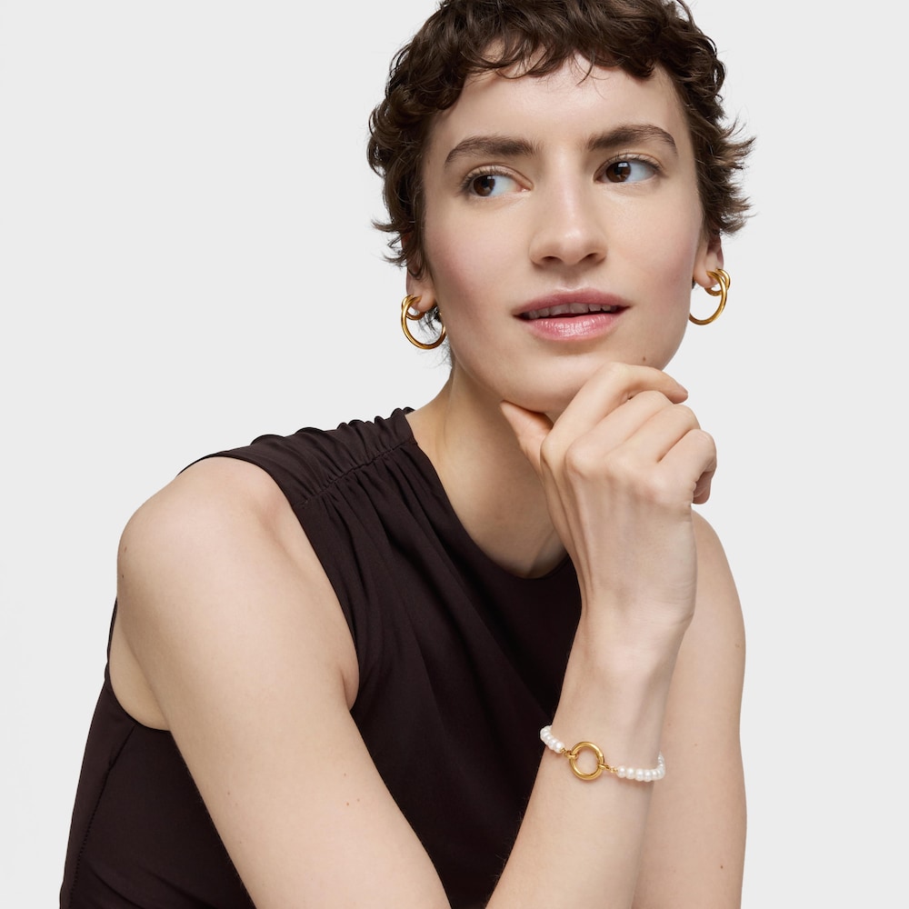 Bracelet with cultured pearls and 18K gold vermeil Hold