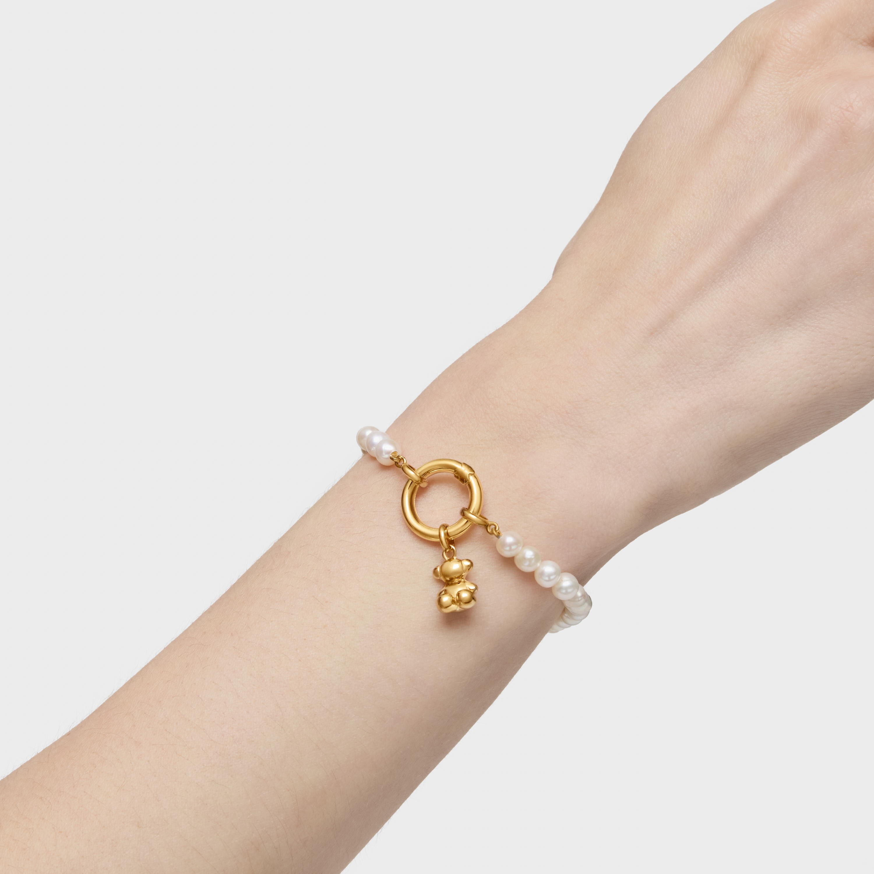 Bracelet with cultured pearls and 18K gold vermeil Hold