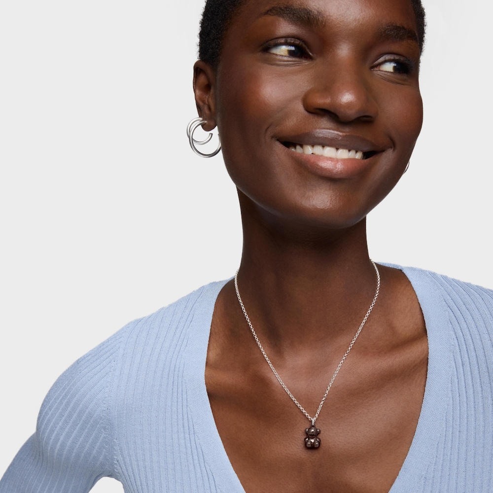 Wisiorek Bold Bear miś ze srebra i brązowej ceramiki