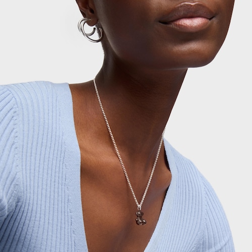 Wisiorek Bold Bear miś ze srebra i brązowej ceramiki