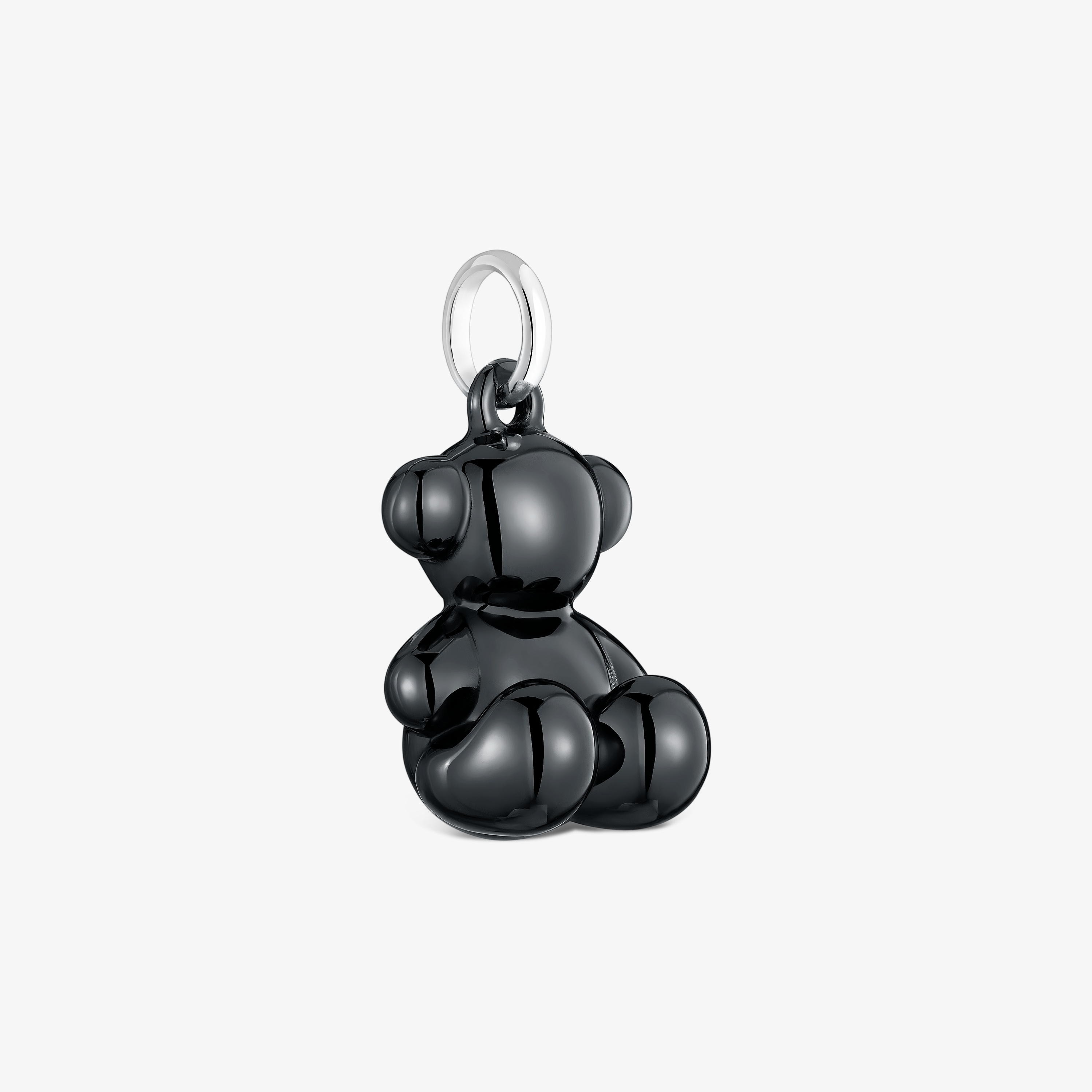 Silver and black ceramic Bear pendant Bold Bear