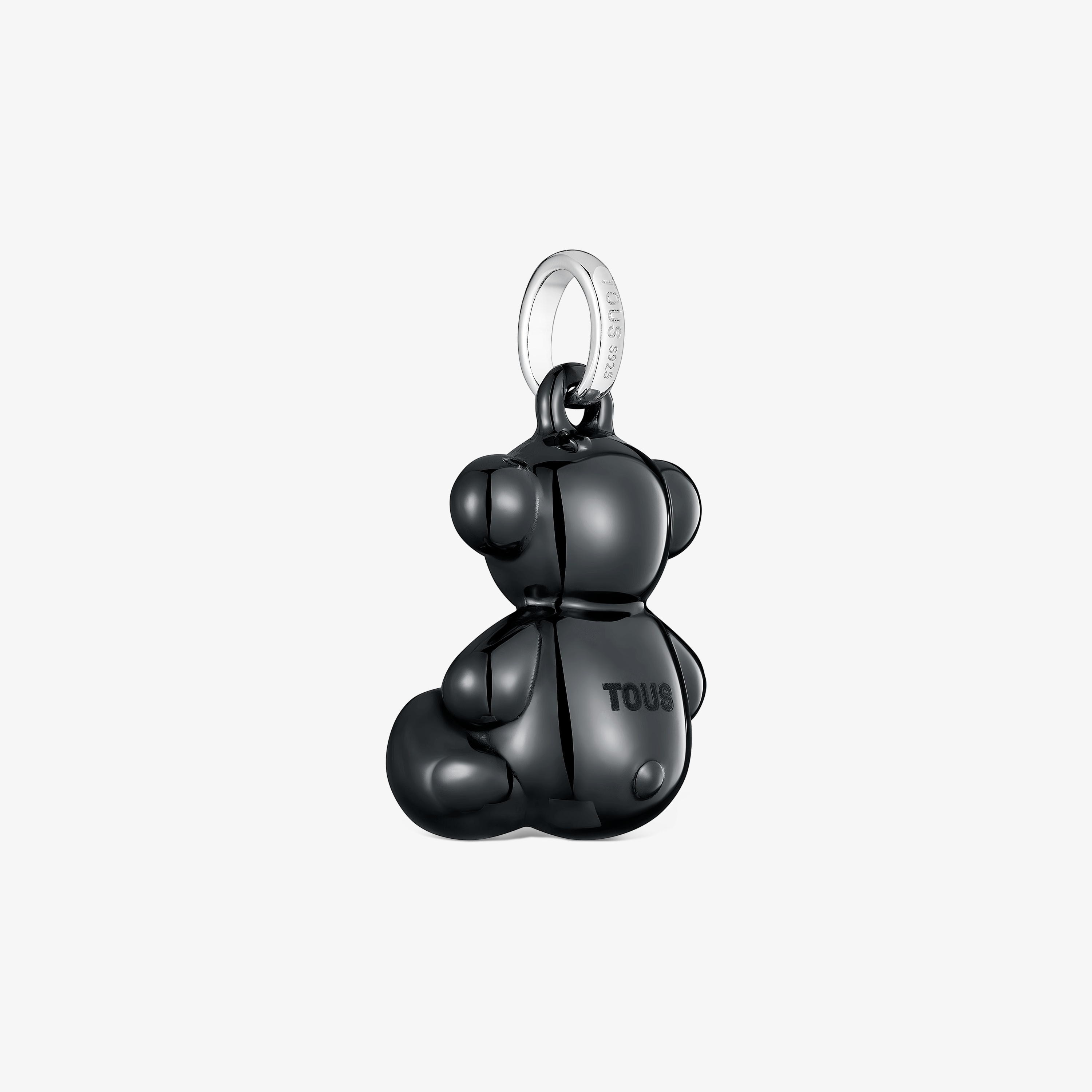 Silver and black ceramic Bear pendant Bold Bear
