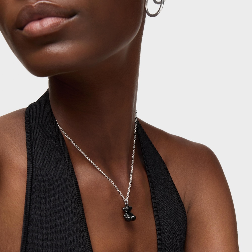 Wisiorek Bold Bear miś ze srebra i czarnej ceramiki