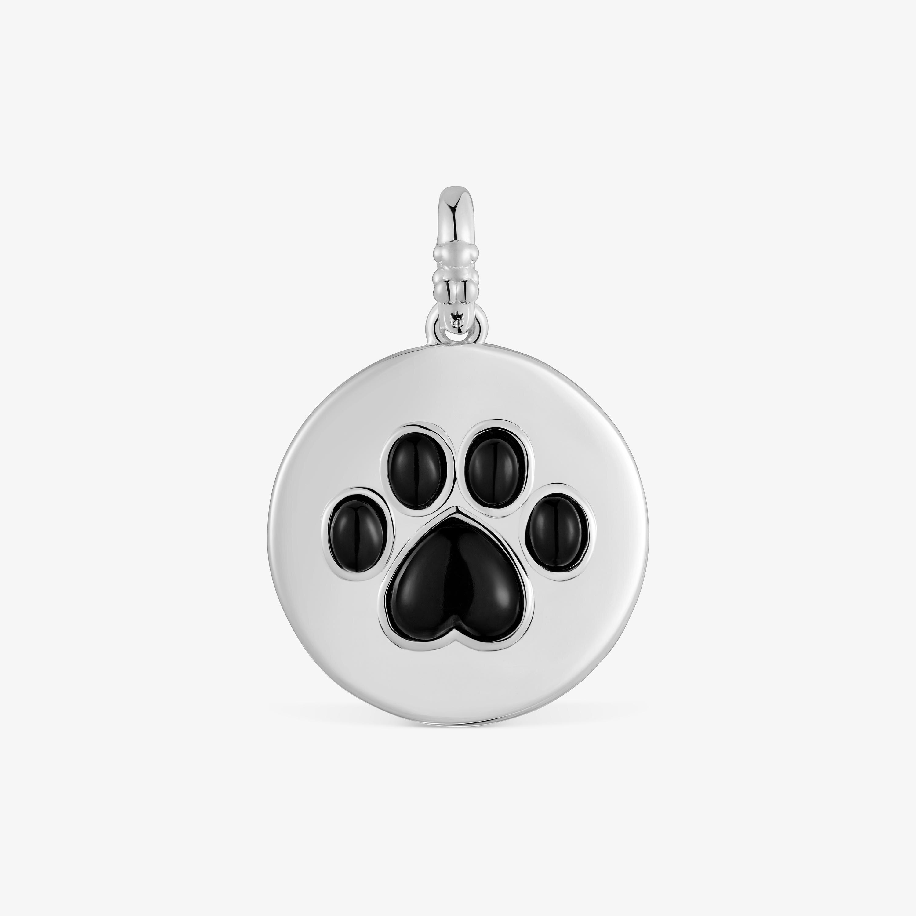Silver Pendant with onyx paw-print Medallions