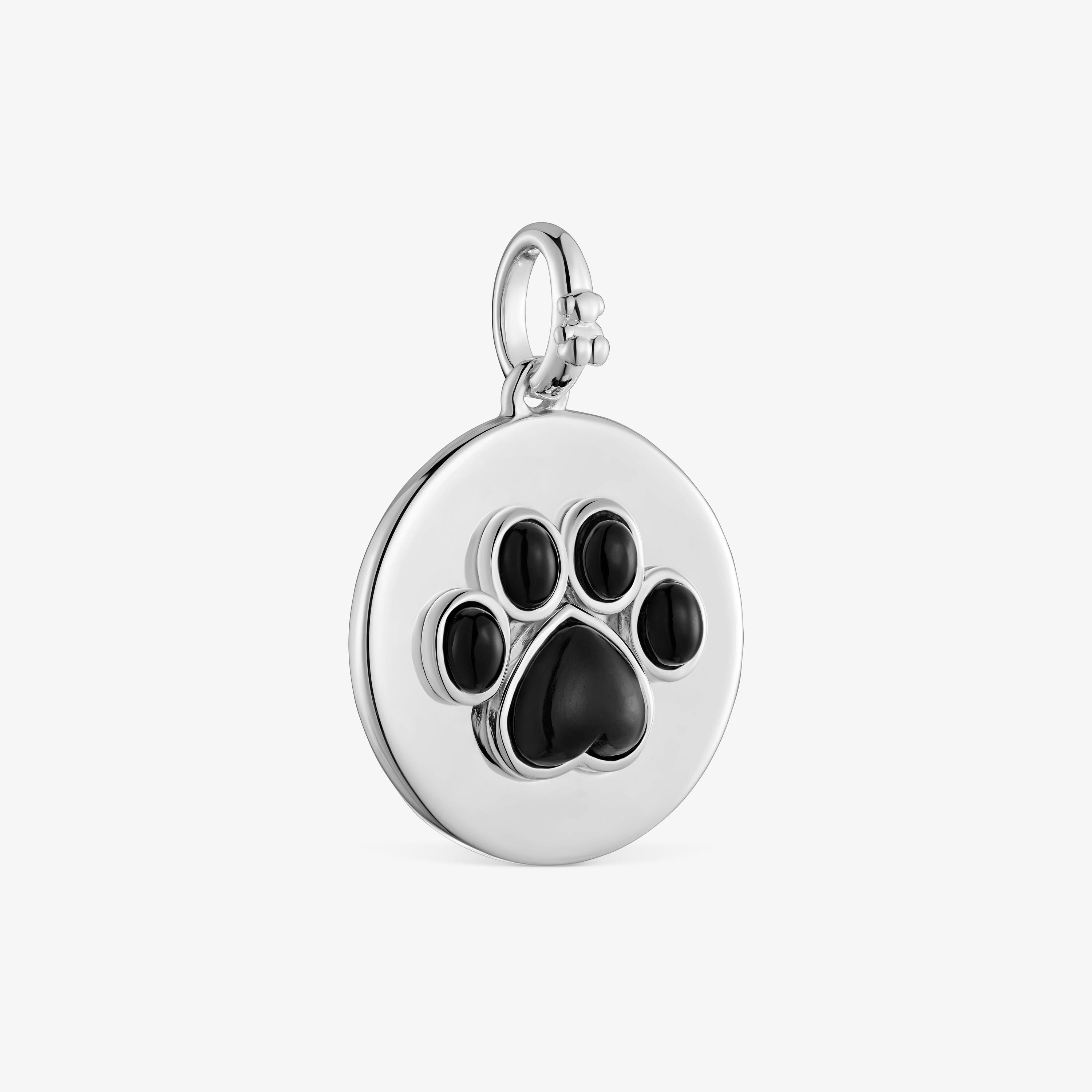 Silver Pendant with onyx paw-print Medallions