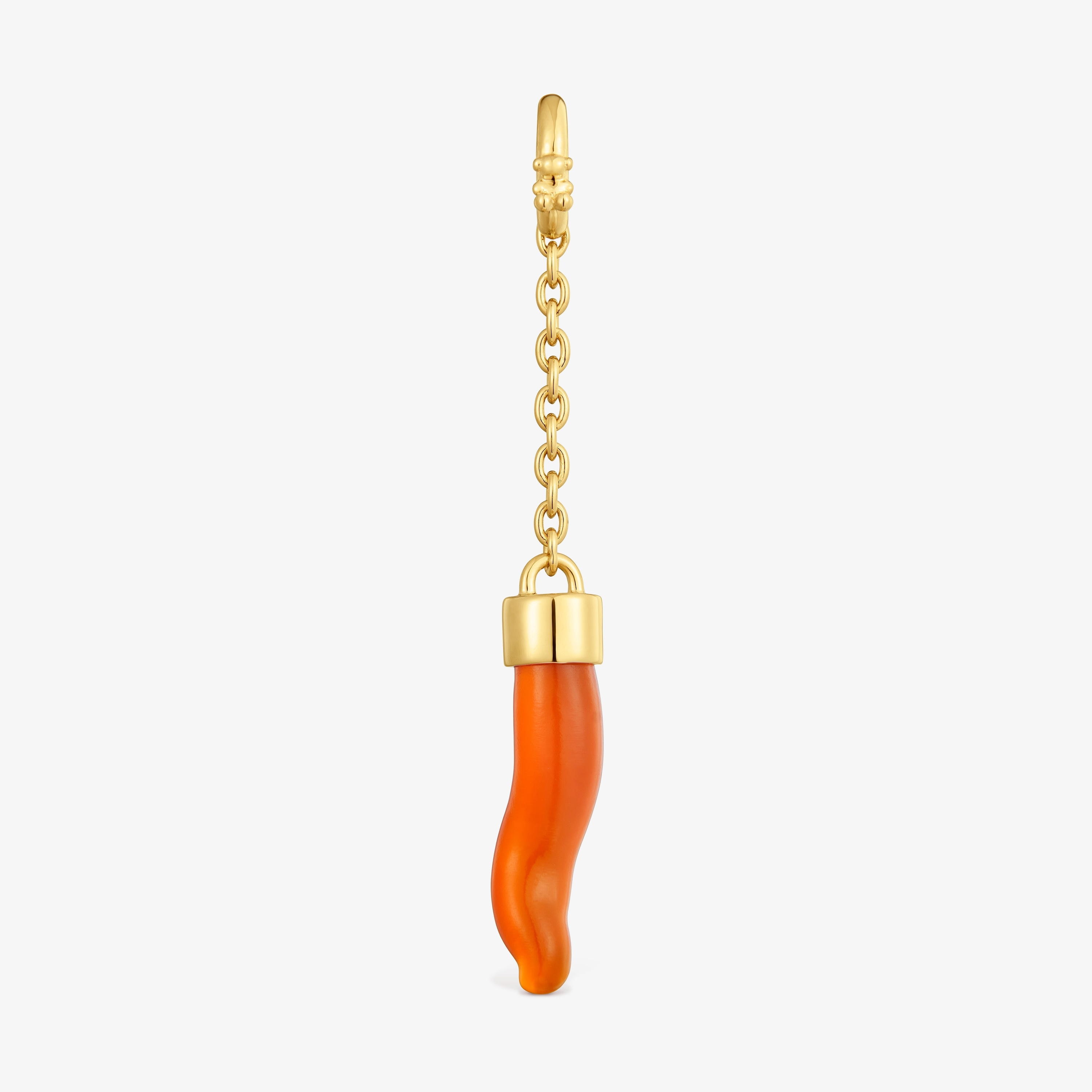 Pendant with 18K gold vermeil and carnelian Medallions